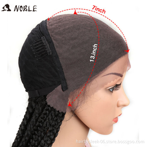 Noble Hair Braided Synthetic Lace Front Wig for Women Free Parting Red Ombre Brown Ponytail Crochet Braid Hair New Style Fashion